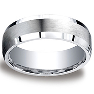 Argentium Silver 7mm Comfort-Fit Satin Finished Beveled Edge Design Band