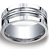 Argentium Silver 10mm Satin Finished Double Groove Center Square Edge Design Band