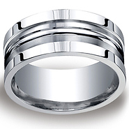 Argentium Silver 10mm Satin Finished Double Groove Center Square Edge Design Band