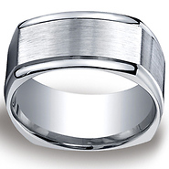 Argentium Silver 10mm Comfort-Fit Four Sided Design Band