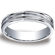 Argentium Silver 5mm Satin Finised Double Groove Center Design Band