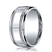 Argentium Silver 10mm Comfort-Fit High Polished Milgrain Design Wedding Band