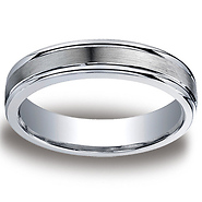 Argentium Silver 5mm Satin Finished High Polished Round Edge Design Band