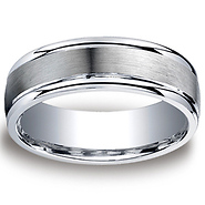Benchmark 7mm Satin & Polished Round Edge Argentium Silver Wedding Band