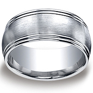Argentium Silver 10mm Comfort-Fit Double Row Round Edge Wedding Band