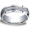 Argentium Silver 7mm Comfort-Fit Pave Set 9 Stone Diamond Design Band (.18ct)
