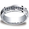 Argentium Silver 7mm Comfort-Fit Pave Set 9 Stone Black Diamond Design Band (.18ct)