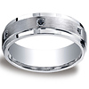 Argentium Silver 7mm Pave Set 6 Stone Black Diamond Design Band (.12ct)