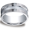 9mm Men's 12-Stone Round Diamond Argentium Silver Benchmark Ring
