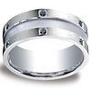 Argentium Silver 9mm Comfort-Fit Pave Set 12-Stone Black Diamond Design Band (.24ct)