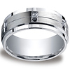 Argentium Silver 9mm Pave Set 12-Stone White & Black Diamond Design Band (.24ct)