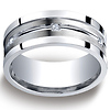 Argentium Silver 9mm Square Edge Pave Set 6-Stone Diamond Design Band (.12ct)