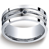 Argentium Silver 9mm Square Edge Pave Set 6-Stone Black Diamond Design Band (.12ct)