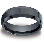 Ceramic 7mm Comfort-Fit High Polished Beveled Edge Design Ring