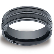 Ceramic 8mm Comfort-Fit Satin-Finished High Polished Center & Round Edge Design Ring