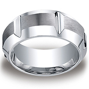 10mm Comfort-Fit Satin-Finished, High Polished Grooves & Beveled Edge Cobaltchrome� Ring
