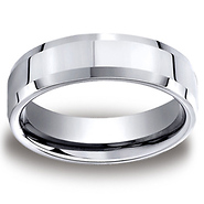High Polished 7mm Beveled Edge Comfort-Fit Cobaltchrome Men's Ring