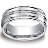 8mm Satin & Polished Grooved Comfort-Fit Cobaltchrome Ring for Men