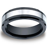 7mm Men's Two Tone Benchmark Ceramic Beveled Edge Cobaltchrome Ring