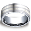 Cobaltchrome� 8mm Comfort-Fit Satin-Finished Parallel Silver Inlay Design Ring