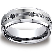 Men's 3 Black Diamond Grooved Center Benchmark Cobaltchrome Ring