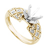 14k White Gold Checker Round Diamond Engagement Ring Setting (0.07)