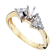 Diamond Cluster 14k Yellow Gold Engagement Ring Setting (0.19ctw)
