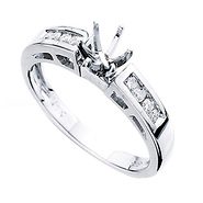 14k White Gold Diamond Channel Engagement Ring Setting (0.14ctw)