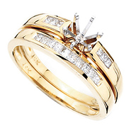 14k Yellow Gold Princess Diamond Wedding Set Mount (0.24ctw)