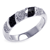 Black and White Sterling Silver Micro Pave Ring
