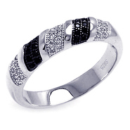 Black and White Sterling Silver Micro Pave Ring