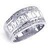 Ladies' Round & Emerald Cut CZ Sterling Silver Ring Band