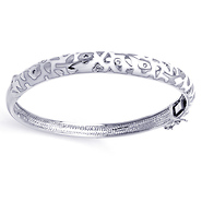 White Enamel Sterling Silver Bangle Bracelet