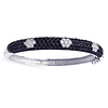 Sterling Silver Black and White CZ Flower Bangle Bracelet