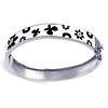 Sterling Silver Enamel Flower Design Bangle Bracelet
