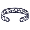 Black Rhodium Sterling Silver Heart Cuff Bracelet