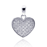 CZ Micro Pave Sterling Silver Heart Pendant