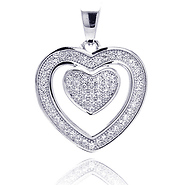 Micro Pave Sterling Silver Heart Pendant