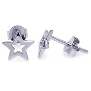 Sterling Silver Open Star Stud Earrings