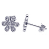 Sterling Silver Flower CZ Stud Earrings