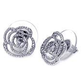 Sterling Silver Flower CZ Stud Earrings