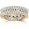 14KYW Gold 1.50 CTW Round Diamond 3 Piece Eternity Wedding Band Set
