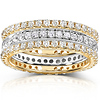14KYW Gold 1.50 CTW Round Diamond 3 Piece Eternity Wedding Band Set