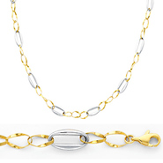 14K Yellow and White Gold Light Fashion Link Necklace and Bracelet Set