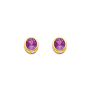 14K Yellow Gold 5mm Round Bezel Set CZ Birthstone Stud Earrings for Lady and Children