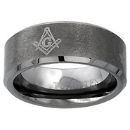 8mm Tungsten Carbide Masonic Comfort Fit Wedding Band