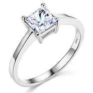 Princess Cut Solitaire 14K White Gold CZ Engagement Ring