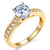 Round Cut 14K Yellow Gold CZ Engagement Ring