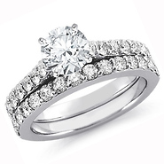 Pave Set Sterling Silver CZ Engagement Ring Set