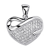 .925 Sterling Silver Micro Pave Cubic Zirconia Heart Charm Pendant